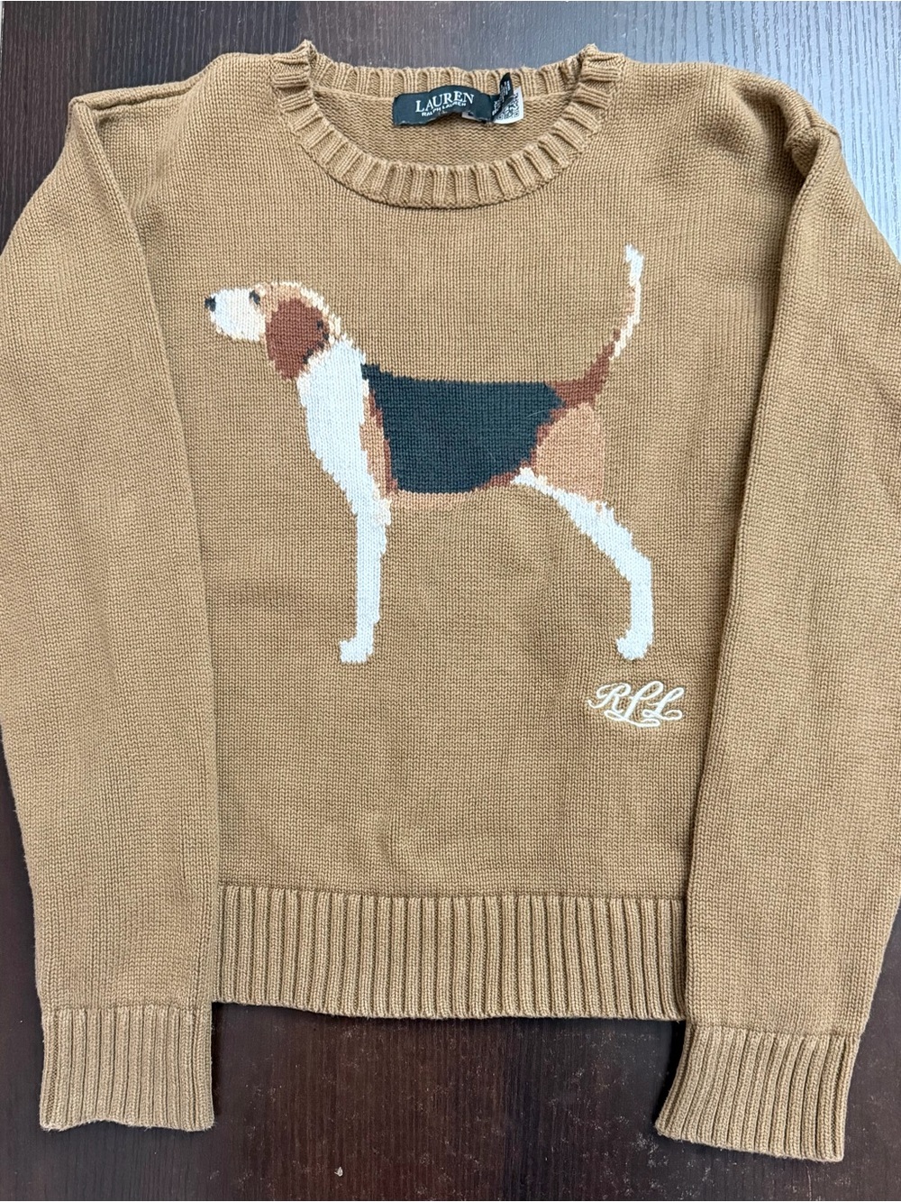 Lauren Ralph Lauren Intarsia-Knit Beagle Cotton Sweater. Size XXS